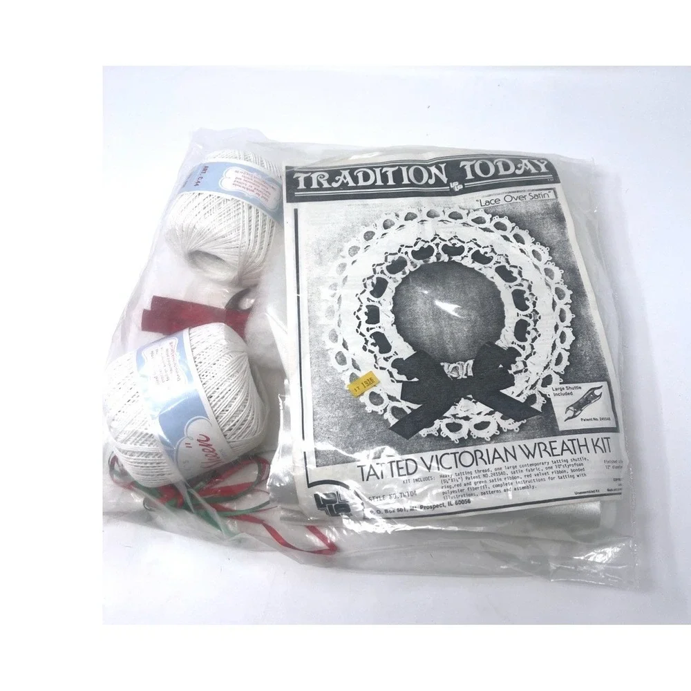 Vintage Tradition Today Tatted Victorian Wreath Kit Tatting Thread 1981 Shuttle